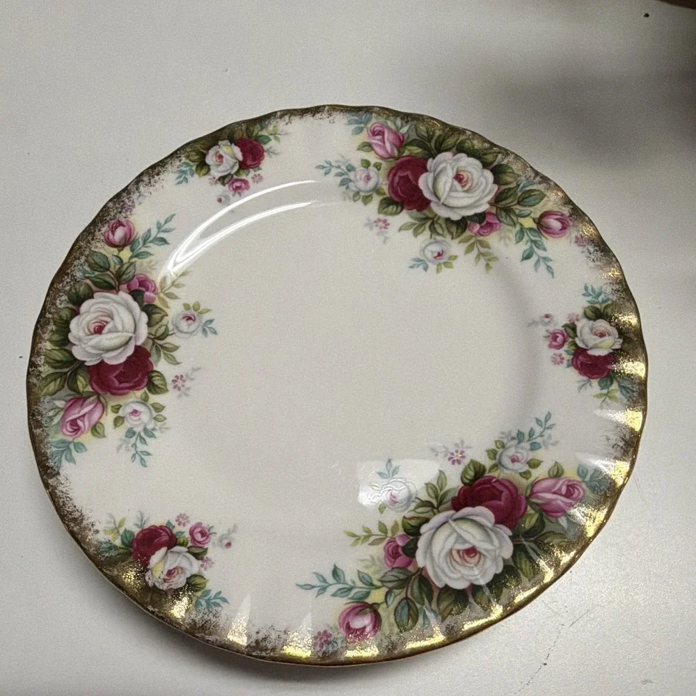 6. Royal Albert Celebration Bone China Floral Gold Rim Plate England 1969